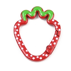 Красный Легкосплавные пружинные кольца, с эмалью, клубника, красные, 38x31x4.5 мм