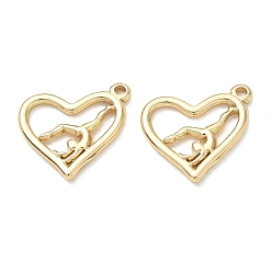 Golden 304 Stainless Steel Pendants, Heart with Gymnast Charms, Long-Lasting Plated, Golden, 21x23x2.5mm, Hole: 2mm