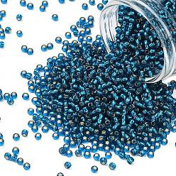 (23BD) Aqua Silver Lined Тохо 8/0 круглые бусины, японский бисер, (23 bd) бирюзовый серебристый, 3 мм, отверстие : 1 мм, Около 10000 шт / фунт