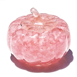 Розовый Кварц Ящик для хранения тыквы из оргонитовой смолы, Натуральная крошка из розового кварца внутри для украшения стола в домашнем офисе, 85x72 мм