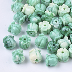 Морско-зеленый Синтетических коралловых бусин, окрашенные, два тона, тюльпан, цвета морской волны, 8.5x8 мм, отверстие : 1.5 мм
