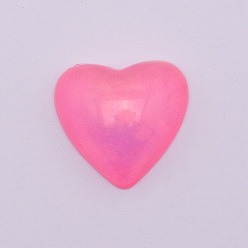 Hot Pink Resin Beads, No Hole, Heart, Hot Pink, 15.5~16x16.5x7mm