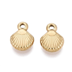 Настоящее золото 18K 304 подвески из нержавеющей стали, подвески в форме ракушек, ионное покрытие (ip), долговечный, реальный 18 k позолоченный, 12x9x3 мм, отверстие : 1.4 мм