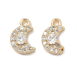 Прозрачный Кулон из циркония, Луна прелести, реальный 18 k позолоченный, прозрачные, 10x6.5x3.5 мм, отверстие : 1.2 мм