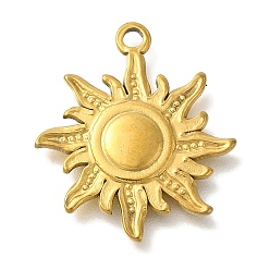 Настоящее золото 18K 304 подвески из нержавеющей стали, очарование солнца, реальный 18 k позолоченный, 20.5x18x1.8 мм, отверстие : 1.6 мм