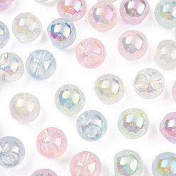 (52) Непрозрачная лаванда УФ-покрытие радужными переливающимися акриловыми бусинами, круглые бусины судзумару, разноцветные, 16.5 мм, отверстие : 3 мм