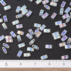 (HTL250) Crystal AB MIYUKI Half TILA Beads, Japanese Seed Beads, 2 Hole, (HTL250) Crystal AB, 5x2.3x1.9mm, Hole: 0.8mm, about 2500pcs/100g
