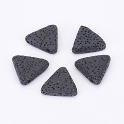 Black Natural Lava Rock Beads, Triangle, Dyed, Black, 16~17x17~17.5x5.5mm, Hole: 2mm