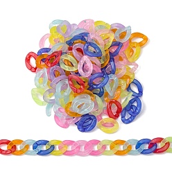 Mixed Color Imitation Jelly Acrylic Linking Rings, Quick Link Connectors, for Curb Chains Making, Twist, Mixed Color, 23x17x4.5mm, Inner Diameter: 13.5x7mm