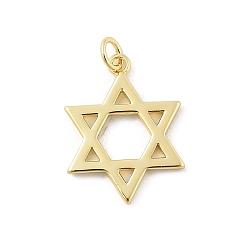 Настоящее золото 18K Латунные подвески, без кадмия, без никеля и без свинца, с целью перехода в кольце, гексаграмма обереги, реальный 18 k позолоченный, 18x13.5x1 мм, отверстие : 2.8 мм