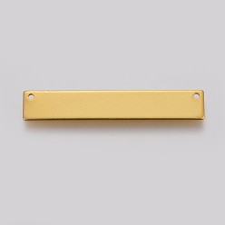 Golden Brass Pendants, Stamping Blank Tag, Rectangle, Real 18K Gold Plated, 6x35x0.8mm, Hole: 1mm
