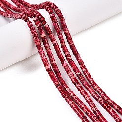 Малиновый Натуральные имперские нитки из бисера яшмы, окрашенные, диск, Heishi бусы, малиновый, 4.5x1.5~2.5 мм, отверстие : 0.8~1 мм, около 169~171 шт / нитка, 15.75~17.08'' (40~42.7 см)