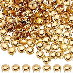 Золотой 200шт. латунные четырехлапчатые заклепки, для украшения бисером ремесла, полукруглый, золотые, 12x8 мм