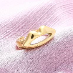 Настоящее золото 18K 304 регулируемые открытые манжеты из нержавеющей стали, ионное покрытие (ip), губа, реальный 18 k позолоченный, 10.5x23 мм, регулируемый