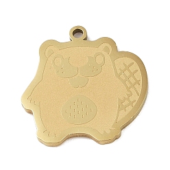 Золотой 201 подвески из нержавеющей стали, бобровый шарм, золотые, 22.5x21.5x1.5 мм, отверстие : 1 мм