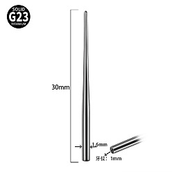 Нержавеющая Сталь Цвет G23 титановые прокалывающие конические штифты для вставки, для звонка, цвет нержавеющей стали, 30x1.6 мм