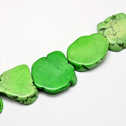 Лайм Крашеные бусины из натурального магнезита, самородки, желто-зеленые, 18~24x28~36x5~6 мм, отверстие : 0.8 мм