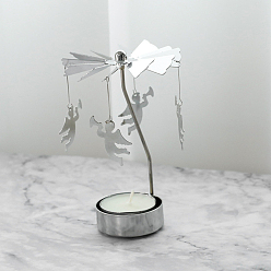 Angel & Fairy Вращающийся подсвечник из нержавеющей стали, подсвечник для чайной свечи, для свадебного украшения рождественской вечеринки, ангел и фея, 120 мм