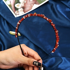 Красный Агат Натуральные ободки для волос из сердолика, аксессуары для волос для женщин и девочек, 150x130x10 мм