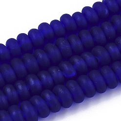 Синий Ручной работы бусины матовое бисер нитей, рондель, синие, 8x3.5~4.5 мм, отверстие : 1.5 мм, около 108 шт / нитка, 15.75 дюйм