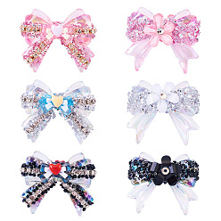 (52) Непрозрачная лаванда 6 шт. 6 стильные непрозрачные акриловые сверкающие стразы, бантом, разноцветные, 32~32.5x37~39x20~23 мм, отверстие : 2.2~2.5 мм, 1 шт / стиль