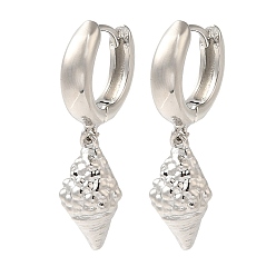 Платина Латунные серьги обруча, без кадмия и без свинца, долговечный, формы раковины, платина, 32x9 мм