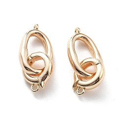 Настоящее золото 18K Латунь раз по сравнению с застежками, овальные, реальный 18 k позолоченный, овальный : 21x12.5x3.5 mm, отверстие : 1.4 мм, 14x6.5 мм внутренним диаметром, Кольцо: 14x11.5x3.5 mm, отверстие : 1.5 мм