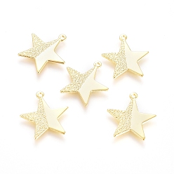Настоящее золото 18K Латунные подвески, долговечный, , звезда, реальный 18 k позолоченный, 16x15x1 мм, отверстие : 1 мм