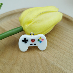 Белый Подвески из смолы, с платиновыми железными петлями, очарование игрового контроллера, белые, 20x28 мм