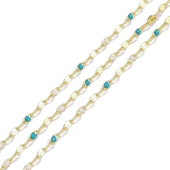 (52) Непрозрачная лаванда Латунные цепи с покрытием стойки, с эмалью, с катушкой, пайка без свинца и кадмия, реальный 18 k позолоченный, разноцветные, 4x2x0.2 мм