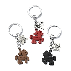 (52) Непрозрачная лаванда Брелоки из сплава, окрашенные аэрозольной краской, с кольцами для ключей из сплава, лошадь с деревом, платина, разноцветные, 85 мм