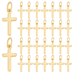 Золотой Латунные подвески, с целью перехода в кольце, крест прелести, золотые, 13.5x7x0.8 мм