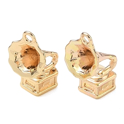 Real 18K Gold Plated Brass Pendants, Phonograph Charms, Real 18K Gold Plated, 17x9.5x12mm, Hole: 1.5mm