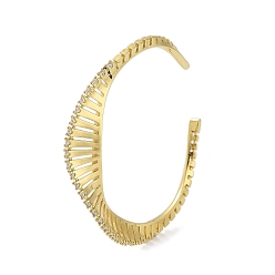 Real 18K Gold Plated Brass Micro Pave Cubic Zirconia Cuff Bangles, Long-Lasting Plated, Lead Free & Cadmium Free, Real 18K Gold Plated, Inner Diameter: 2-1/8 inch(5.4cm)