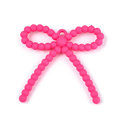 Темно-Розовый Непрозрачной акриловые большие подвески, бантом, темно-розовыми, 58~59x59~59.5x8.1 мм, отверстие : 3.1 мм