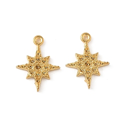 Звезда 304 Настройки горный хрусталь из нержавеющей стали кулон, золотые, звезда, пригодный для 0.8 mm и 1 mm горный хрусталь, 11x8.5x1.5 мм, отверстие : 0.7 мм