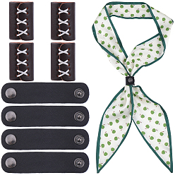 Couleur Mélangete 4Pièces en cuir PU avec boucle de foulard en laiton, avec des extrémités de cordon 4pcs, couleur mixte, 78x19x5mm