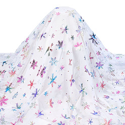 Белый Полиэстеровая кружевная ткань с узором «снежинки», для аксессуаров одежды, белые, 1500 мм