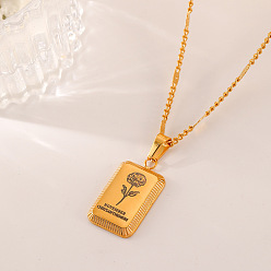 November Chrysanthemum 304 Кулон-подвеска в виде цветка-символа рождения из нержавеющей стали для женщин, реальный 18 k позолоченный, ноябрьская хризантема, 18.11 дюйм (46 см)