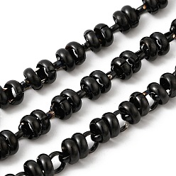 Черный 304 плоские круглозвенные цепи из нержавеющей стали, несварные, с катушкой, вакуумное покрытие pvd, чёрные, 9x8 мм