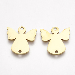 Золотой 201 соединительные звенья нержавеющие, лазерная резка, ангел, золотые, 15.5x15x1 мм, отверстие : 1.5 мм