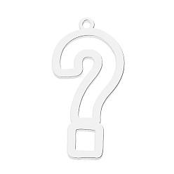Stainless Steel Color Non-Tarnish 201 Stainless Steel Pendants, Laser Cut, Question Mark, Stainless Steel Color, 28x14x1mm, Hole: 1.6mm