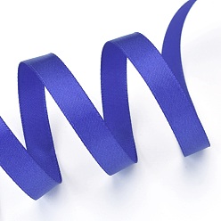Средно-синий Однолицевые атласные ленты, для подарочной упаковки, партия украсить, изготовление ювелирных изделий, светло-синий, 10 мм, около 20 ярдов / рулон