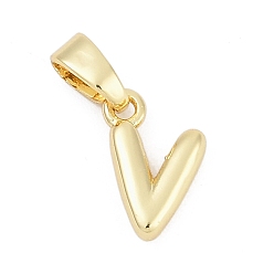 Letter V Латунь прелести, буквы, без кадмия и без свинца, долговечный, стойки покрытие, Буква V, 10x7x2.5 мм, отверстие : 3x5 мм