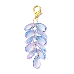 Розовато-лиловый Подвесные украшения из стекла в форме капли, с цинковым сплавом застежками омаров коготь, розовато-лиловый, 66 мм