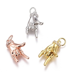 (52) Непрозрачная лаванда Латунные микропаве прозрачные подвески с фианитом, долговечный, рок под рукой geseute, разноцветные, 20x13x7.5 мм, отверстие : 3 мм