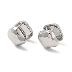 Platino Pendientes de aro con rombos de latón para mujer., Platino, 16x15x15 mm, pin: 0.8 mm