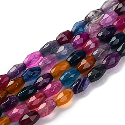 (52) Непрозрачная лаванда Природных вены драконов агат бисер нитей, окрашенная и подогревом, граненые, овальные, разноцветные, 6.5x4 мм, отверстие : 0.8 мм, около 56 шт / нитка, 14.37'' (36.5 см)