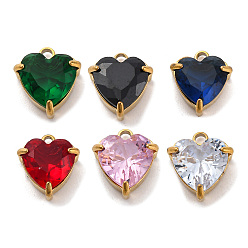 (52) Непрозрачная лаванда 304 из нержавеющей стали горный хрусталь подвески, вакуумное покрытие pvd, сердце, реальный 18 k позолоченный, разноцветные, 11x9.5x5 мм, отверстие : 1.6 мм