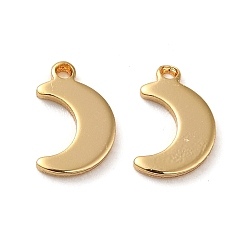 Настоящее золото 18K Латунные подвески, лунное очарование, реальный 18 k позолоченный, 9x6x1 мм, отверстие : 0.8 мм
